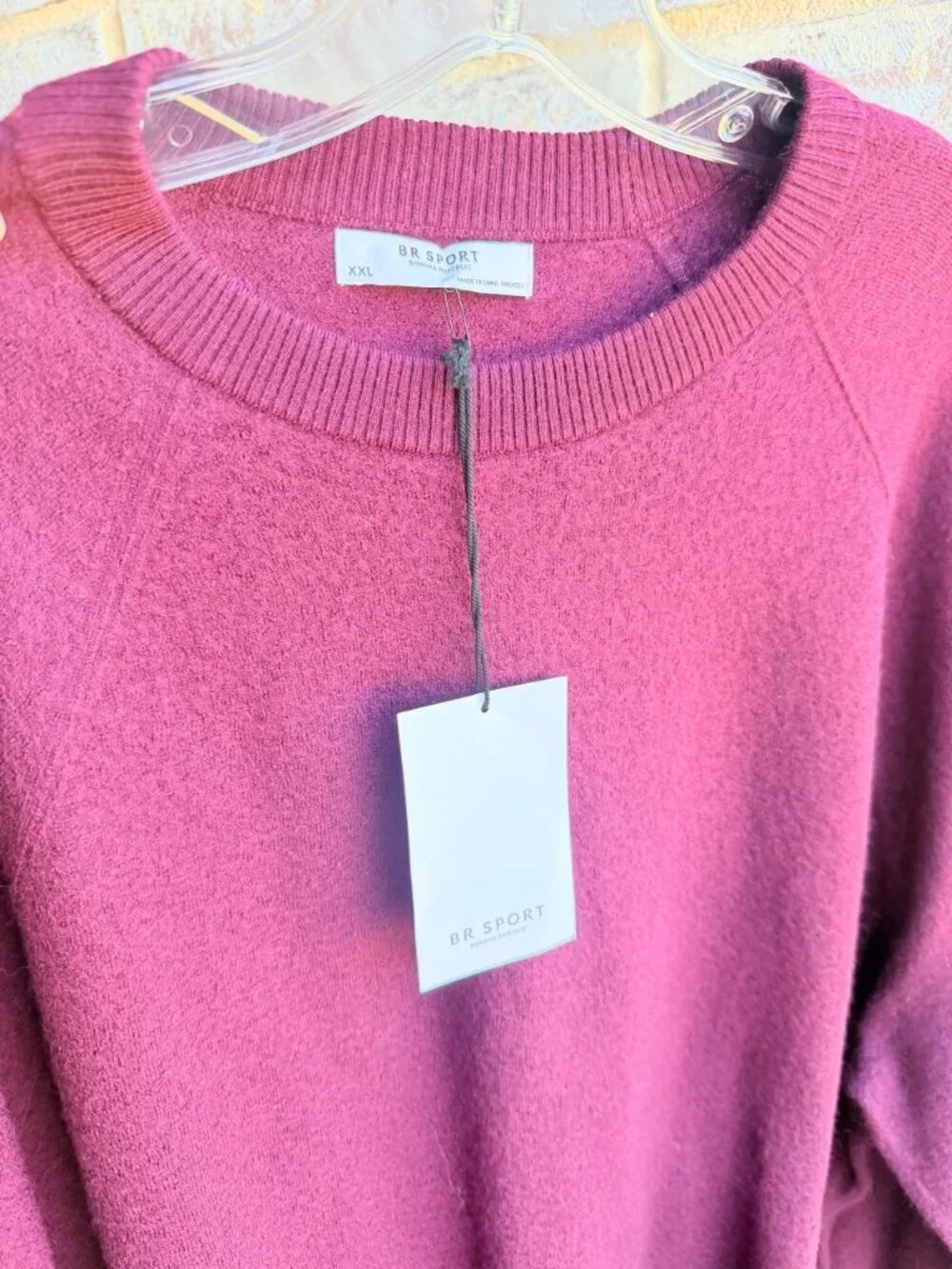 Banana Republic BR Sport Long Sleeve Burgundy Wool Blend Sweater Men's Size XXL